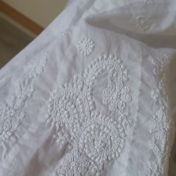 Soft surroundings dresses tunic white embroidered size L - Picture 4 of 10